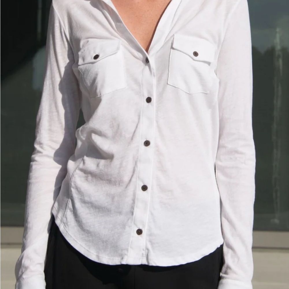 Super Soft Cotton White Button Up Shirt with Collar